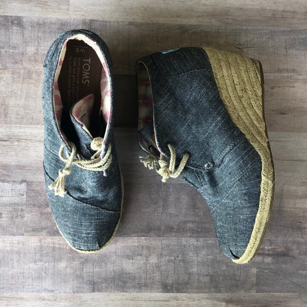 Toms Canvas Espadrille Wedge Booties 301212